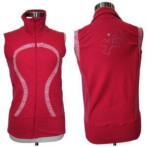 Lululemon Women's Bright Pink Full Zip In Stride Vest w' Rear Dove Design 8
